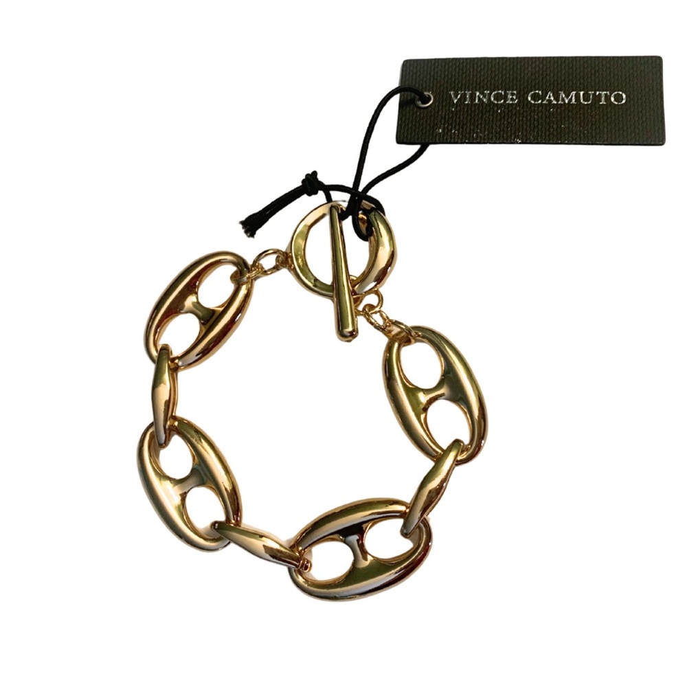 Vince Camuto Chunky Goldtone Bold Mariner Link Chain Bracelet Old Money Preppy